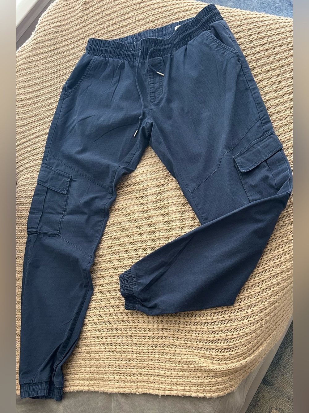 Women’s Navy Cargo Jogger Pants - Elastic Waist & Drawstring